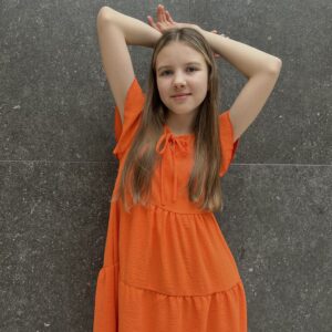 Laste kleit volangidega oranž