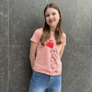 Tüdrukute T-Särk süda (virsikuroosa)