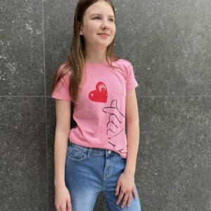 Tüdrukute T-Särk süda (roosa)